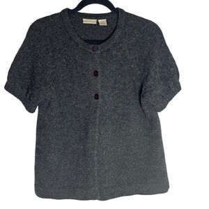 Sarah Spencer Charcoal Gray Lambswool Short Sleeve Medium Cardigan